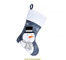 Deluxe Plush Charcoal Snowman Christmas Stocking 40cm X 25cm