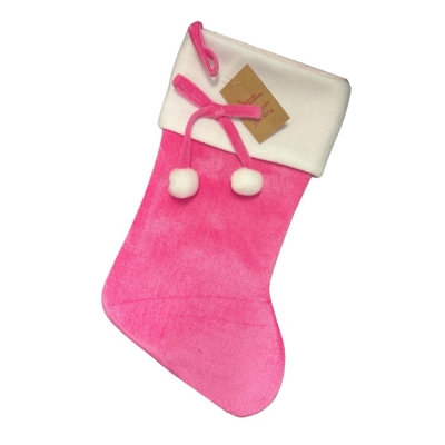 Deluxe Hot Pink Pom Pom Stocking 40cm X 25cm