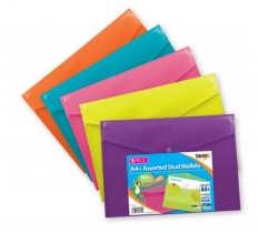 A4+ Stud Wallets 5 pack ( Assorted Colours )