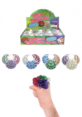 Glitter 3 in 1 Squeeze Ball in Mesh 6.5cm (Assorted Colours)