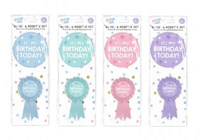 Pastel Birthday Party Badge Set 2 Piece