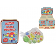 "Retro" 21 Pcs Glass Marbles In Tin Box