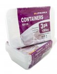 Plastic Containers 1000cc Micro 3PACK