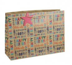 Hip Hip Hooray Kraft verticle Gift Bag