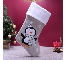 Deluxe Plush Silver White Top Penguin Stocking 40cm X 25cm