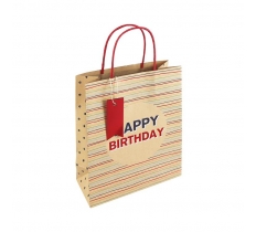 Kraft Birthday Stripes Medium Bag