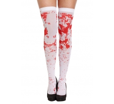 White Hold-Up Stockings with Blood