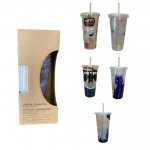 Halloween 700ml Drinking Cup With Straw Pack of 5