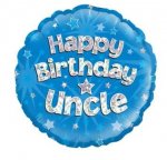 18" Happy Birthday Uncle Blue Holographic