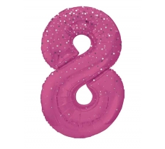 34" GLITZ 8 Pink Printed Prism Foil Balloon Numeral