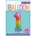 Rainbow Number 1 Shaped Foil Balloon 34"