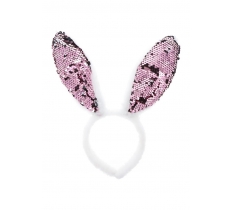 Easter Headband Ears Fur with Pink Sequins