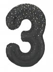 34" GLITZ 3 Black Printed Prism Foil Balloon Numeral
