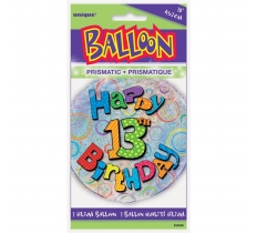 Age 13 Birthday Prism Round Foil Balloon 18"