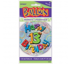 Age 13 Birthday Prism Round Foil Balloon 18"