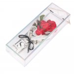Artificial 26cm 3 Headed Red Rose In 35cm GIft Box