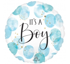 Baby Boy Blue Watercolour Standard HX Foil Balloons S40