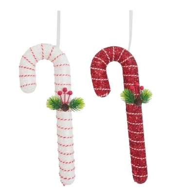 Hanging Glitter Candycane 33Cm