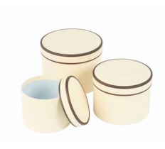 Round Set Of 3 Hat Boxes Cream/Black