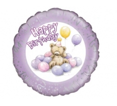 Oaktree 18" Cute Bear Happy Birthday Lilac