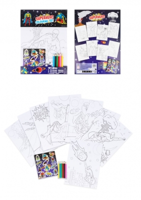 A4 Superhero Colouring Set with Stickers