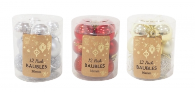 BAUBLES 12pk 30mm