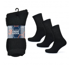 Mens 3 Pack Plain Black Sports Socks