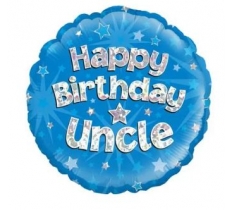 18" Happy Birthday Uncle Blue Holographic