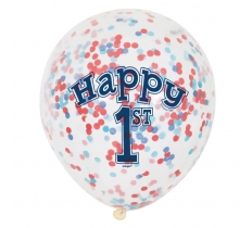 Little Sailor Nautical First Birthday Clear Latex Balloons W