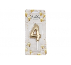 Gold Balloon Candle 6cm Number 4