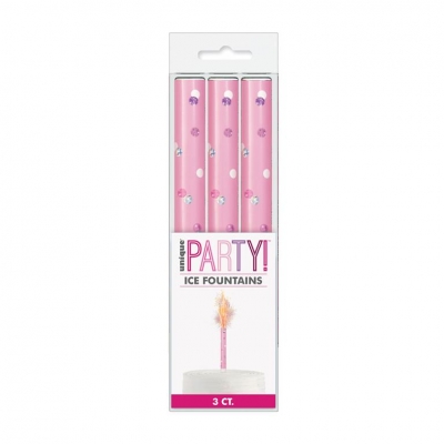 Birthday Pink Glitz Ice Fountains 3 Pack