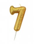 Age 7 Glitter Numeral Moulded Candle Gold