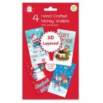Christmas Hand Craft Cute Money Wallets 4 Pack