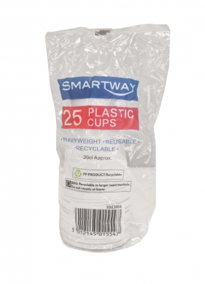 Smartway White Plastic Cups 7oz 25Pk