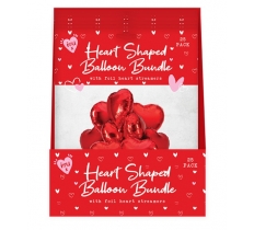 Valentine's Heart Balloon Bundle With Streamers 24pk