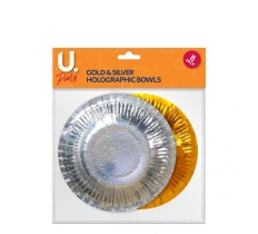 Holographic Bowl Gold & Silver 8 Pack