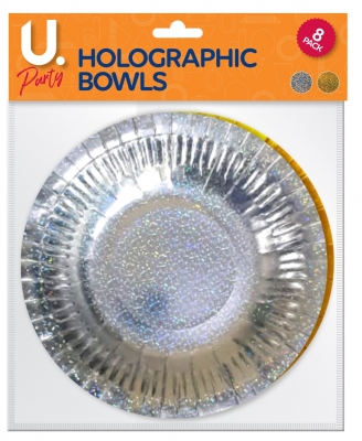 Holographic Bowl Gold & Silver 8 Pack