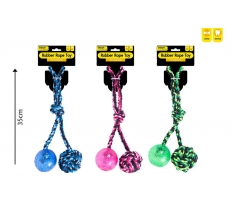 Rubber Ball And Rope Dog Toy 3 Colour