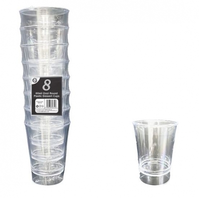 8Pc 60ml ( 2oz ) Round Plastic Dessert Cups