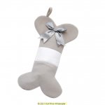 Deluxe Plush Silver Bone Stocking With Bow 40cm X 25cm