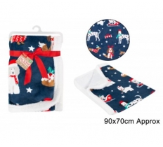 Christmas Dog Print Sherpa Pet Blanket 100x120cm