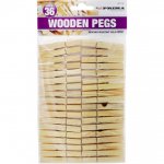 36pc Wooden Clothes Pegs - Flat Pack