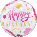 Single 22" Bubble Birthday Pink & Gold Dots