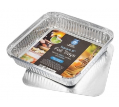 3pk Square Foil Container 9" w/Lids (Seperate)