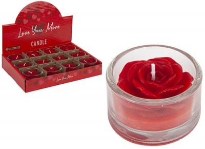 Valentine's Day Scented Rose Candle In Glass