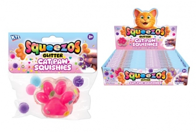 Squeezos Glitter Cat Paw With Bobble Squish Squeeze Toy