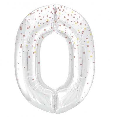 34" GLITZ 0 Rose Gold Printed Prism Foil Balloon Numeral