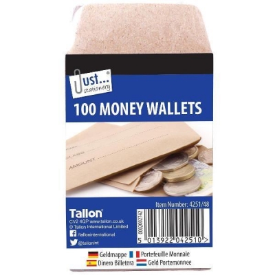 Tallon Money Wallets 70 x 105mm 80 Pack