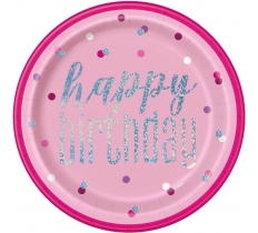 8 Pack Glitz Pink 9" Plates