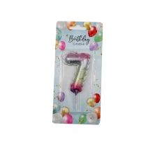 Rainbow Balloon Candle 6cm Number 7